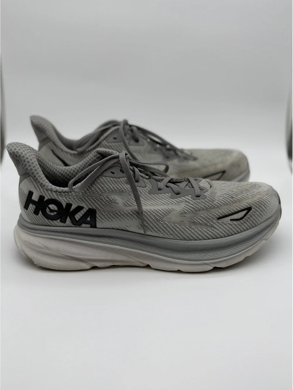 Hoka One One Men's Clifton 9 Running Shoes Harbor Mist Black Gray, Size 10.5
